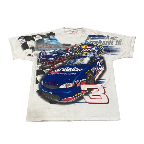 Chase Authentics NASCAR T-Shirt Mens Large White 1998 Dale Earnhardt Jr AOP flaw